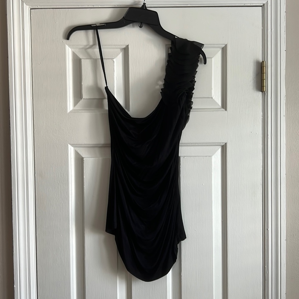 Body Central Women’s L One Shoulder Black Top